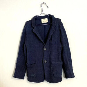 Zara Kids indigo blue cotton knit blazer sweater jacket size 7yrs. Dapper.